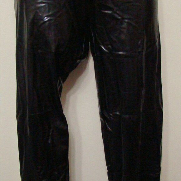 INDERO Black Shinny Faux Leather Ankle Zipper Leggings - HY702 - Size S - M - Picture 3 of 3